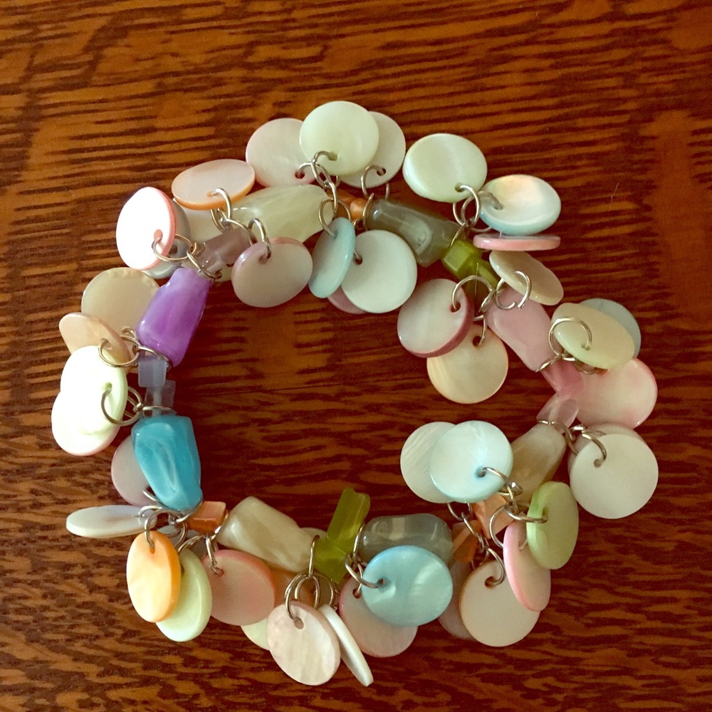 Whimsical Disc Beaded Stretch Pastel Bracelet